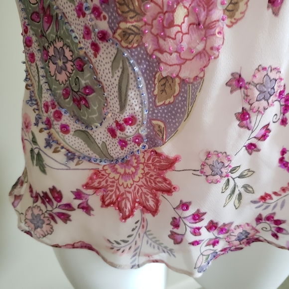 Chaudry KC Sports Sheer Flower Sequined Top Large - Picture 6 of 9